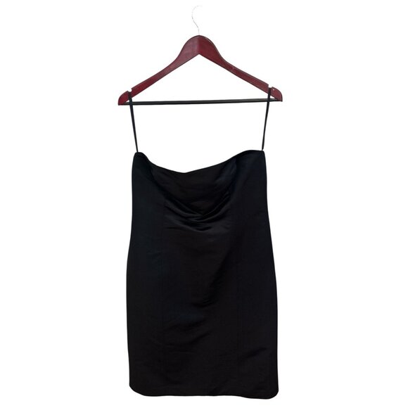 Strapless Black Cocktail Dress With Subtle Ruching & Back Zipper Closure - Picture 1 of 10